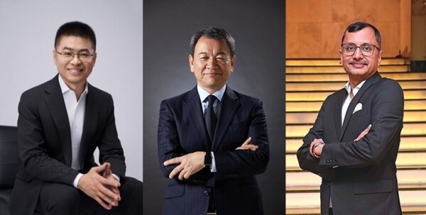 (왼쪽부터) 리펑강 베이징현대 총경리, 시메기 토시유키 현대차 일본법인 CEO, 타룬 가르그 현대차 인도법인 CEO (사진=현대자동차그룹)